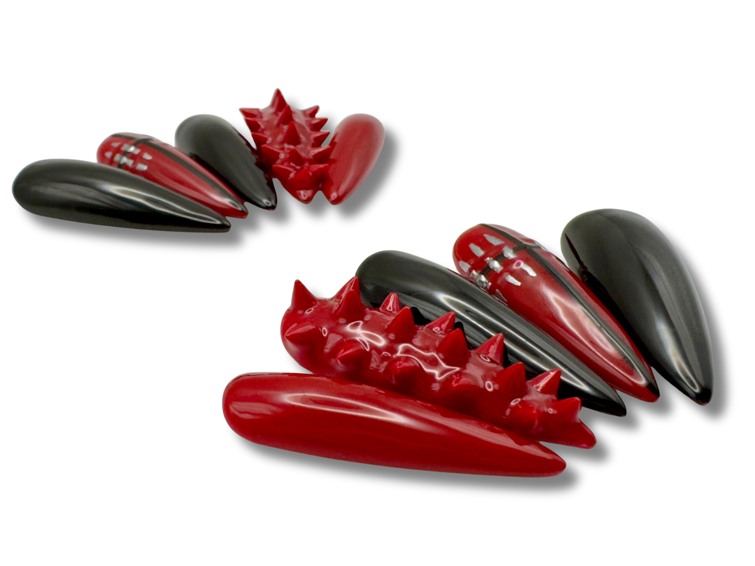Press-ons set with red & black polish and red spikes