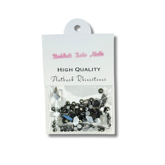 MULTIPLE SHAPES FLATBACK RHINESTONE MIX / AURORA BLACK DIAMOND