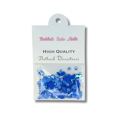 MULTIPLE SHAPES FLATBACK RHINESTONE MIX / MOCHA BLUE AB