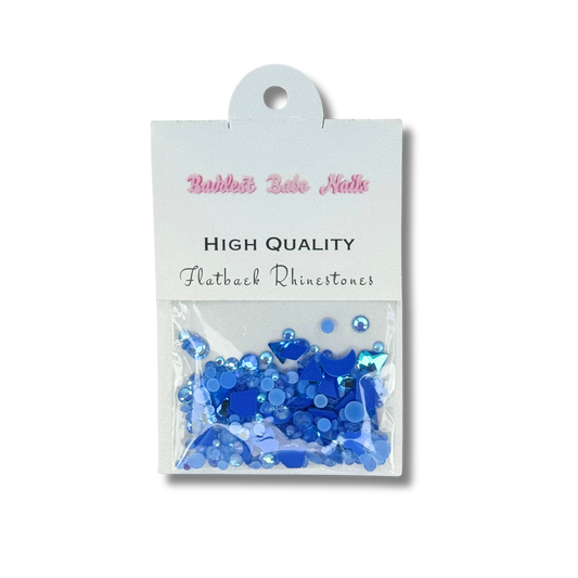 MULTIPLE SHAPES FLATBACK RHINESTONE MIX / MOCHA BLUE AB
