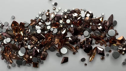 MULTIPLE SHAPES FLATBACK RHINESTONE MIX / BRONZE