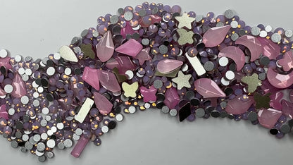 MULTIPLE SHAPES FLATBACK RHINESTONE MIX / ROSE OPAL