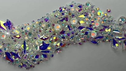 MULTIPLE SHAPES FLATBACK RHINESTONE MIX / AURORA AB