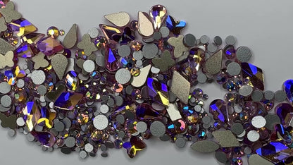 MULTIPLE SHAPES FLATBACK RHINESTONE MIX / ROSE AB