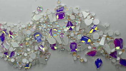MULTIPLE SHAPES FLATBACK RHINESTONE MIX / MOCHA WHITE AB