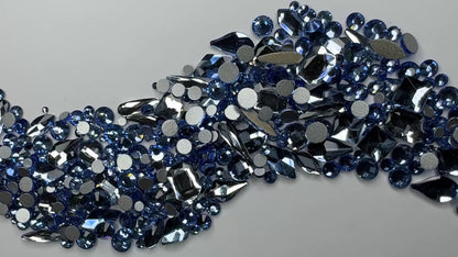 MULTIPLE SHAPES FLATBACK RHINESTONE MIX / LIGHT SAPPHIRE