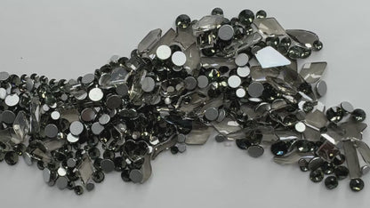 MULTIPLE SHAPES FLATBACK RHINESTONE MIX / AURORA BLACK DIAMOND
